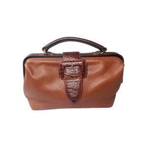 Giani Bernini Leather Handbag Top Handle Purse Doctor Style Brown